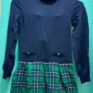 Janie and Jack Navy and Green Plaid Sweater Top